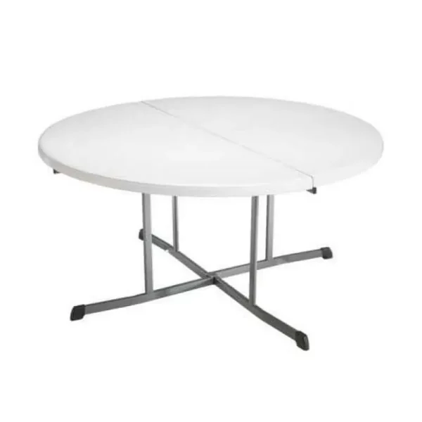 Lifetime Commercial Fold - in - Half 60 in Indoor/Outdoor Folding Round Table White Granite 1 Piece 1 Count