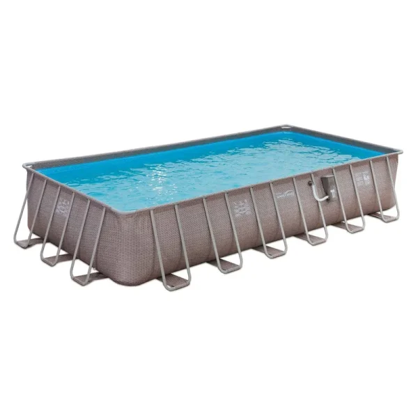 Summer Waves 24 x 12 x 52 Above Ground Rectangle Frame Pool Set, Brown Wicker