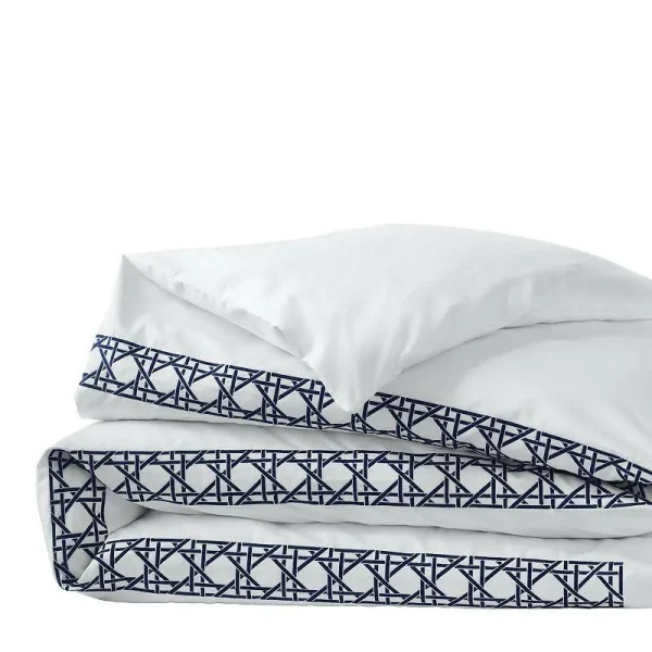 Lands' End 400 Thread Count Premium Supima Cotton No Iron Sateen Embroidered Duvet Bed Cover, Size: Full-Queen No Sz, White