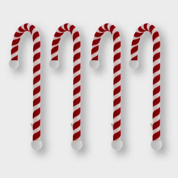 Haute Decor Candy Cane Stocking Holder - 4 Pack - Velvet