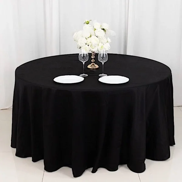 Balsacircle 120" Round Cotton Tablecloths Wedding Linens - White