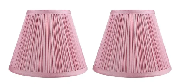 Urbanest Softback Mushroom Pleated Lamp Shades, 5x9x7 inch, Pink, Set of 2