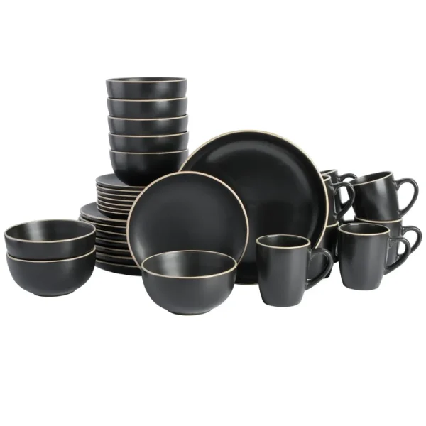 Gibson Home Rockaway 32-Piece Dinnerware Set Black