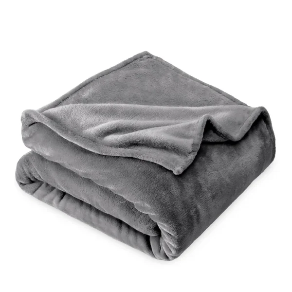 Bare Home Ultra Soft Microplush Fleece Blanket (Throw/Travel, Gray)