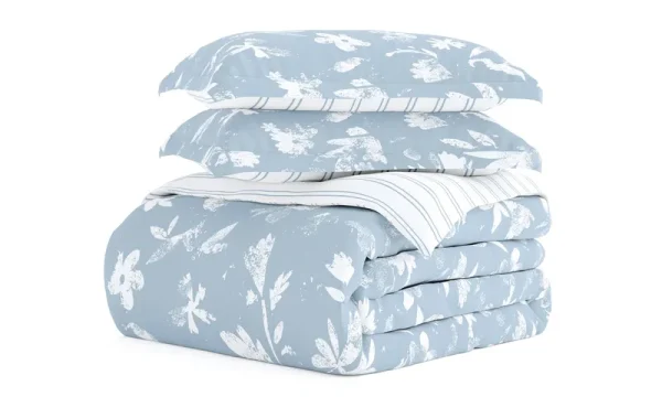 Home Collection Premium Ultra Soft Country Home Pattern Reversible Duvet Cover Set - Light Blue - Twin