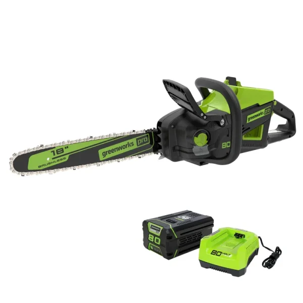 Greenworks Chainsaw: 80V Battery, 18" Bar Length MPN:2019902