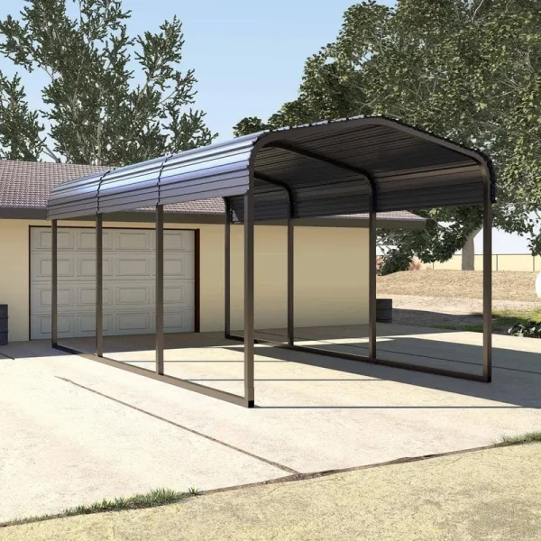 VEIKOUS 10 ft. W x 15 ft. D Carport Galvanized Steel Car Canopy and Shelter, Gray
