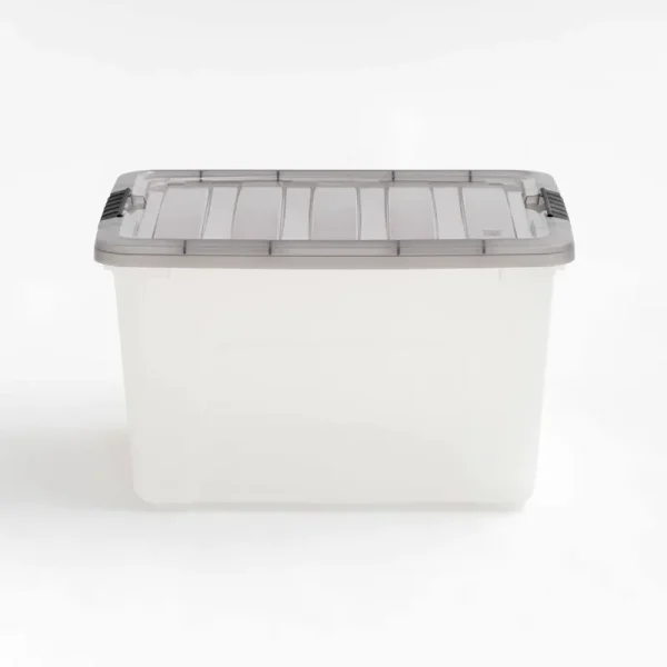 Iris USA, 40 Quart Stack & Pull Clear Plastic Storage Box, Gray