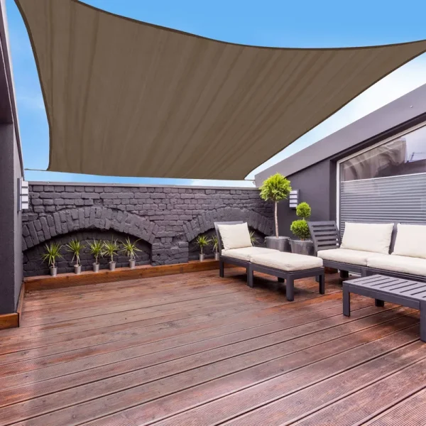 Garden Expert 20x20 Sun Shade Sail Brown Square Canopy Sail Shade for Patio Garden Outdoor Backyard
