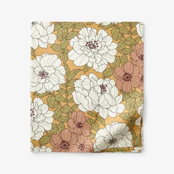 The Company Store Company Cotton Remi Floral Rust Cotton Percale King Flat Sheet, Red