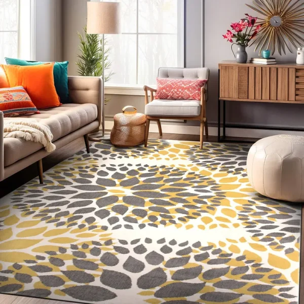 Rugshop Modern Floral Circles Design Area Rug 3'1" x 5' Yellow