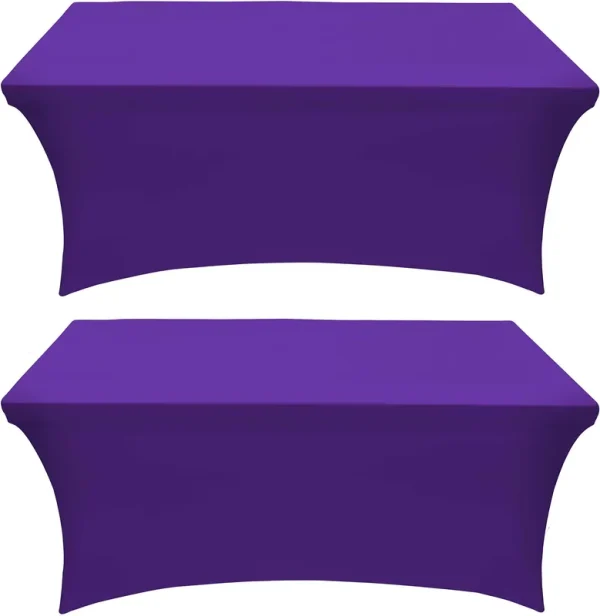 Utopia Kitchen Spandex Tablecloth 2 Pack [6ft, Purple] Tight, Fitted, Washable and Wrinkle Resistant Stretch Rectangular Patio Table Cover for Event