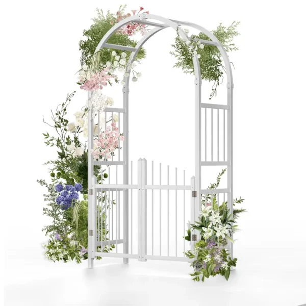 Ktaxon PVC Garden Arch 7ft Garden Arch Arbor W/ Door for Outdoor Wedding