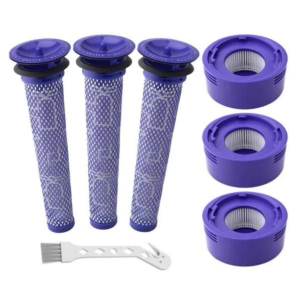 6 Pack Vacuum Filter Replacement Kit for Dyson V7, V8 Animal and V8 Absolute Cordless Vacuum, 3 Post Filter, 3 Pre Filter, replaces Part #965661-01
