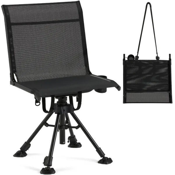 AECOJOY Hunting Chair Without Armrests, Lightweight Foldable Design, 360° Swivel for Blinds & Outdoor Use