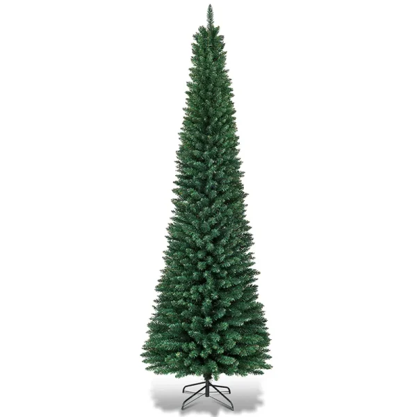 Costway 7ft PVC Artificial Pencil Christmas Tree Slim Stand Green