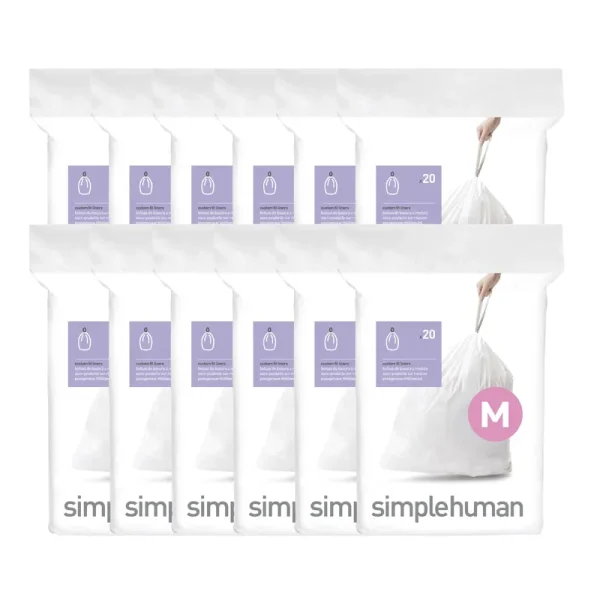simplehuman Code M 45-Liter Custom Fit Liners - 240-Pack
