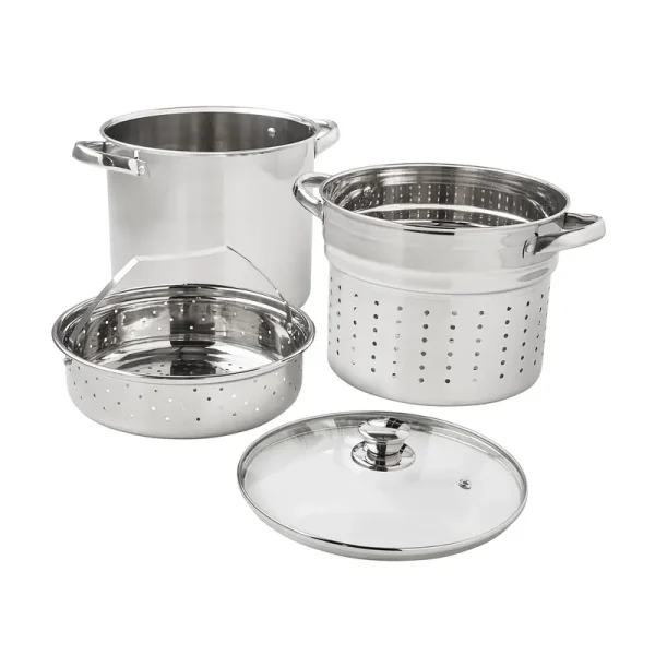 Mainstays Stainless Steel Multi-Cooker with Glass Lid - 8 qt