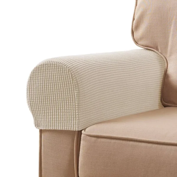Subrtex Spandex Stretch Fabric Armrest Covers Anti-Slip Furniture Protector Sofa Armchair Slipcovers for Recliner Sofa Set of 2 with Free Twist Pins