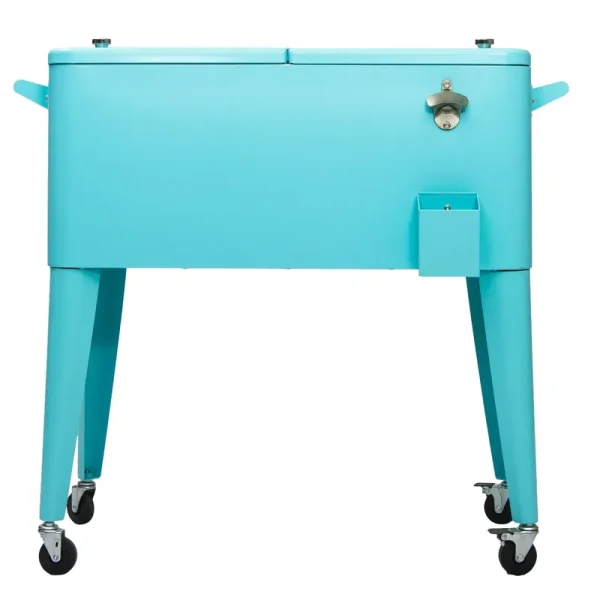 Permasteel 80-Quart Insulated Rolling Patio Cooler, Turquoise