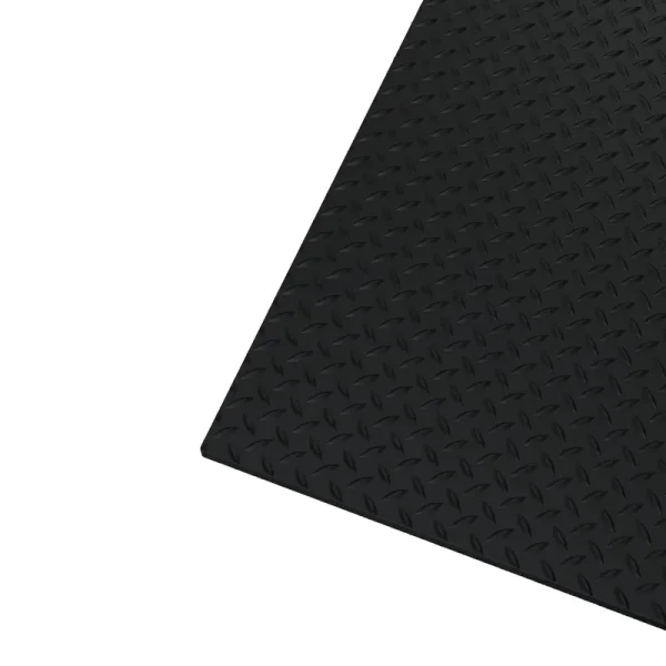 WorkForce Black 24 in. x 8 ft. Vinyl Diamond Plate Commercial Grade Matting