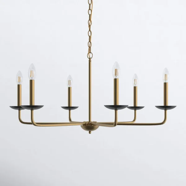 Baltray 6 - Light Candle Style Classic/Traditional Chandelier Joss & Main Finish: Black/Brass, Size: 18.5" H x 36" W x 36" D
