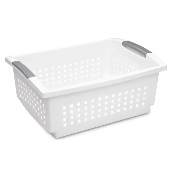 Sterilite Large Stacking Basket, White