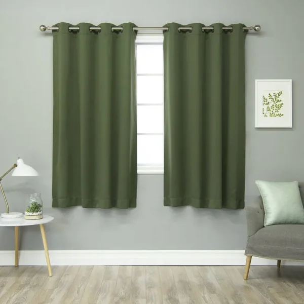 Solid Blackout Thermal Grommet Curtain Panels Best Home Fashion, Inc. Size per Panel: 52" W x 63" L, Curtain Color: Moss