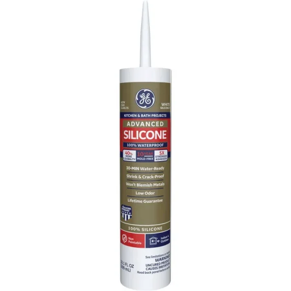 GE Advanced Silicone 2 Kitchen & Bath Sealant - White - 10.1 oz