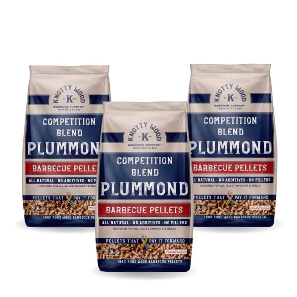 Knotty Wood Barbecue Company 20 lbs. 100% Plummond Plum and Almond Competition Blend Wood Pellets (3-pack)