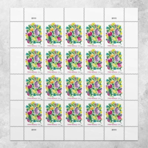 2024 Wedding Blooms Forever Stamps -  First-Class Postage Sheet