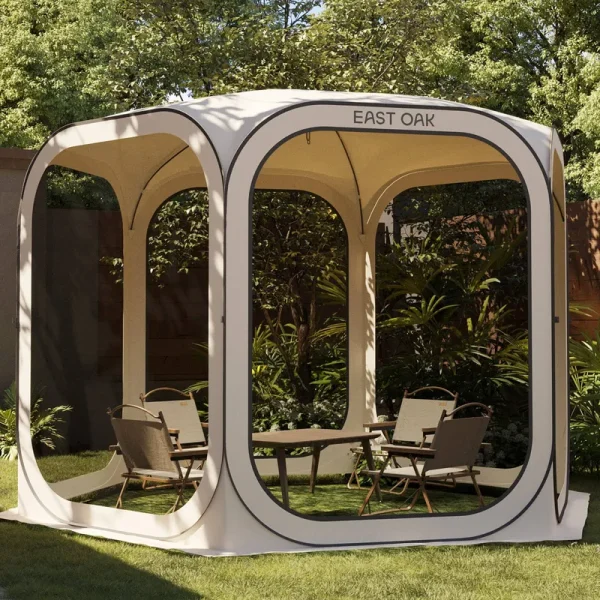 East Oak Screen House Tent Pop-Up, Portable Screen Room Canopy Instant Screen Tent 10 x 10 ft with Carry Bag for Patio, Backyard, Deck & Outdoor