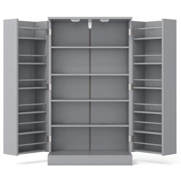 Spaco 17 - Tier Kitchen Small Pantry Cabinet with 2 Doors and 6 Adjustable Shelves, Cabinet Pantry, Freestanding 5 - Tier Shelving Pantries for Kitchen Storage, Gray