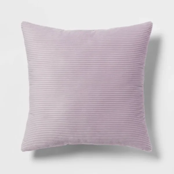 Square Plush Corduroy Decorative Throw Pillow Light Purple - Room Essentials