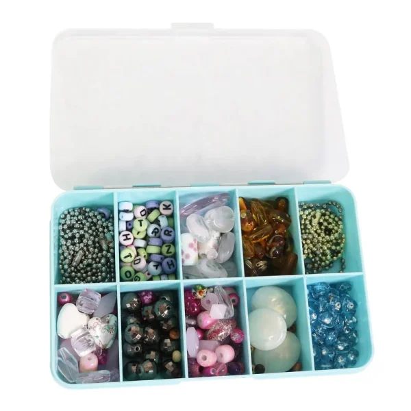 Everything Mary 10 Compartment Plastic Bead Storage Box, Teal (Single)