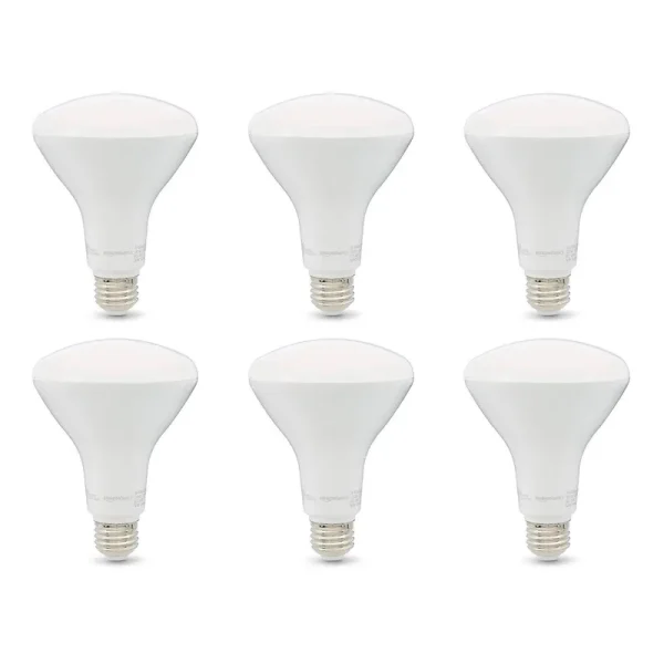 Amazon Basics 65W Equivalent, Soft White, Dimmable, 10,000 Hour Lifetime, BR30 LED Light Bulb , 6-Pack