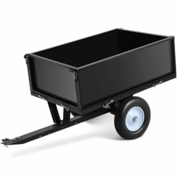Juiluna Heavy Duty Steel Dump Trailer, 500 lb Dump Cart, 12 Cu.ft. Garden Utility Trailers, with 2 Wheels, for Tractor, ATV, UTV, Outdoor Lawn Mower