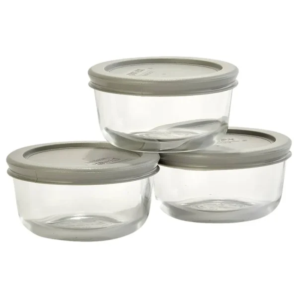 Pyrex 1 Cup Round Food Storage Container Set - Gray
