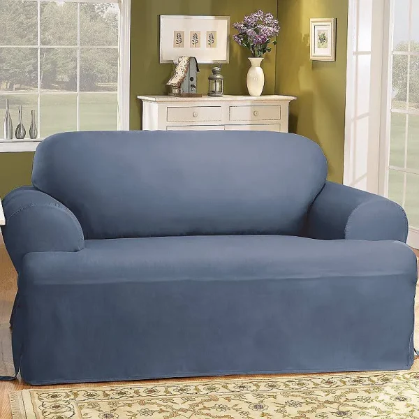 SURE FIT Cotton Duck T-Cushion Sofa Slipcover