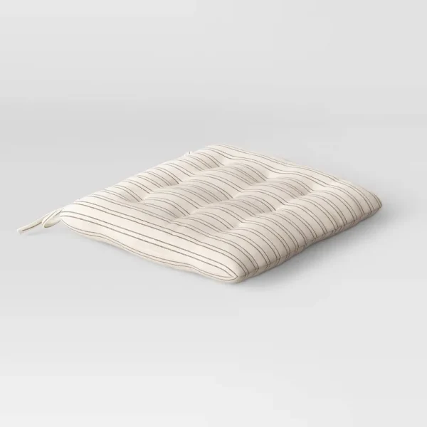 Threshold Cotton Striped Chair Pad Black/Natural Set of 2