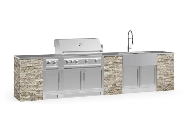 Outdoor Kitchen Signature Series 11 Piece Cabinet Set with 40 in. Natural Gas Platinum Grill NewAge Products