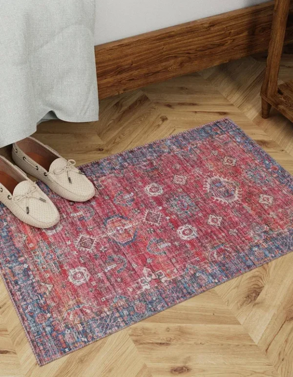 Wasahable Maahru 2x3 Red Floral Accent Rug