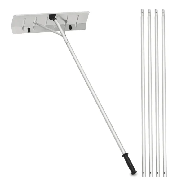 Monibloom 20FT Aluminum Snow Roof Rake, Extendable Snow Shovel Adjustable Sectional Snow Removal Tool with Wheels and Anti - Slip Handle for Roof Car, Silver