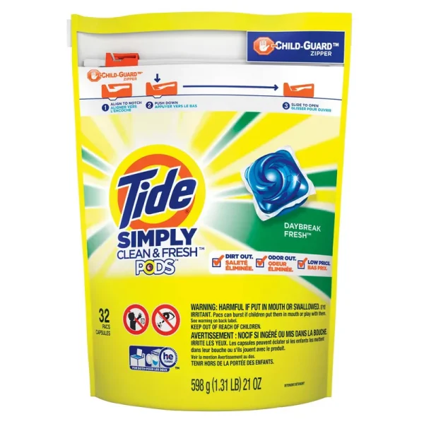 Tide Simply Pods +Oxi Liquid Laundry Detergent Pacs, Daybreak Fresh - 32 ct