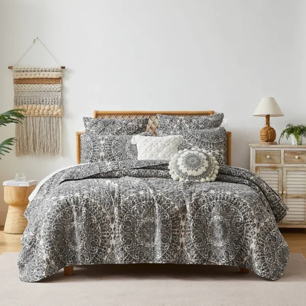 Southshore Fine Linens Ashanti 7 Piece Quilt Set, Full/Queen - Gray