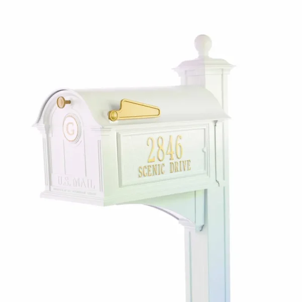 Whitehall 16239 Balmoral Mailbox Side Plaques Monogram Post Package White