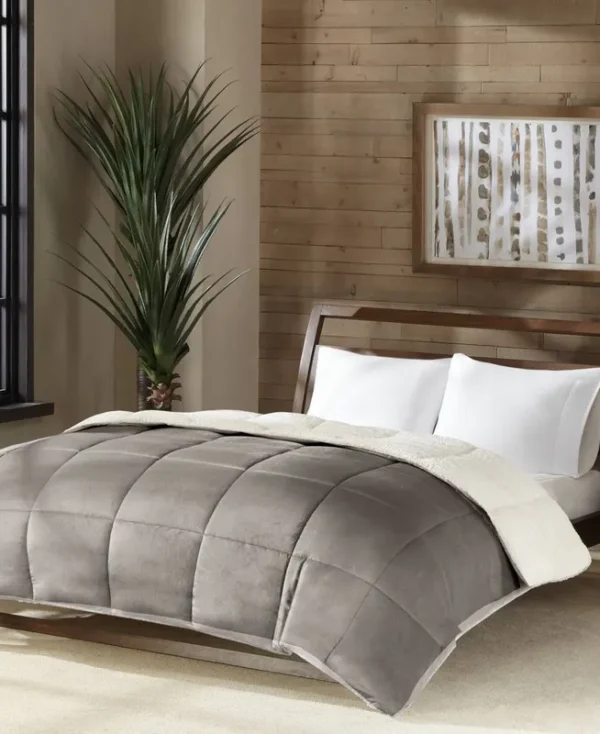 Premier Comfort Reversible Sherpa Down Alternative Comforter - Twin - Gray