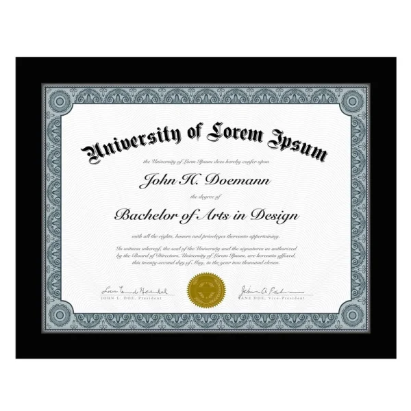 Americanflat Diploma Frame 8.5" x 11" with Table Stand - Black Wood and Glass