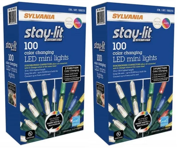 Stay-lit Platinum 100 Color Changing LED Mini Lights Warm White/ Multi-Color 2-Pack