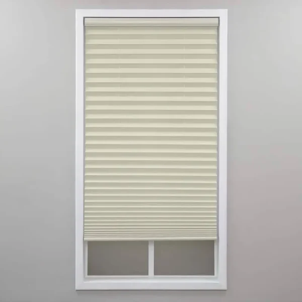 Perfect Lift Window Treatment Cut-to-Width Ecru Cordless Light Filtering Pleated Shade - 23 in. W x 48 in. L, White